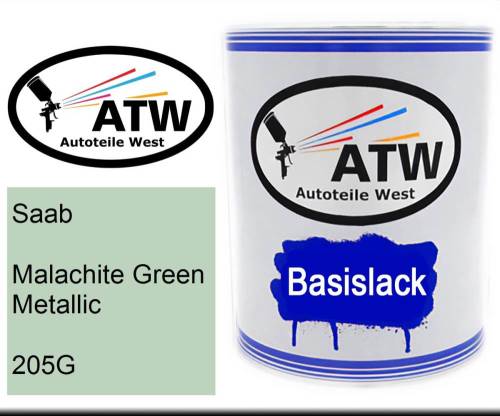 Saab, Malachite Green Metallic, 205G: 1L Lackdose, von ATW Autoteile West.